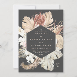 Blommigt av träkol Pampas Torkat gräs Tropical Jun Inbjudningar