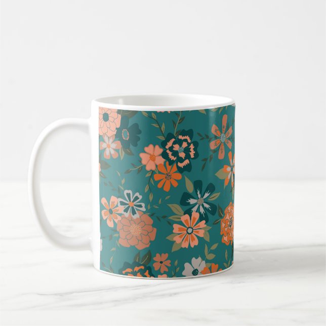Blommigt av Trendig av Orange Vin Möntblommor Kaffemugg (Vänster)