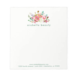 Blommigt av trendigets vattenfärg med Business Nam Anteckningsblock