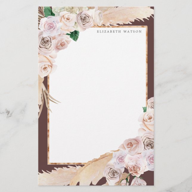 blommigt av tropisk elegant, Monogram Stationery Brevpapper (Framsida)