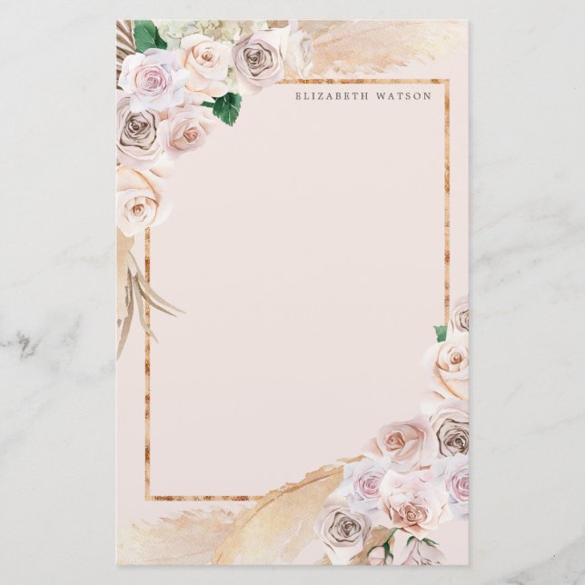 blommigt av tropisk elegant, Monogram Stationery Brevpapper (Framsida)