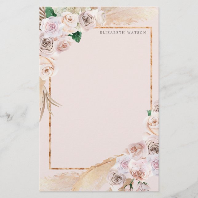 blommigt av tropisk elegant, Monogram Stationery Brevpapper (Framsida)