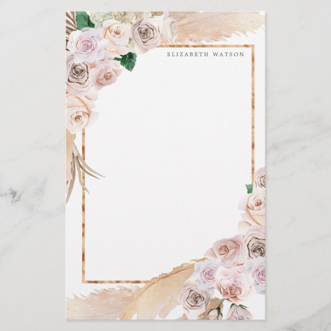 blommigt av tropisk elegant, Monogram Stationery Brevpapper (Framsida)