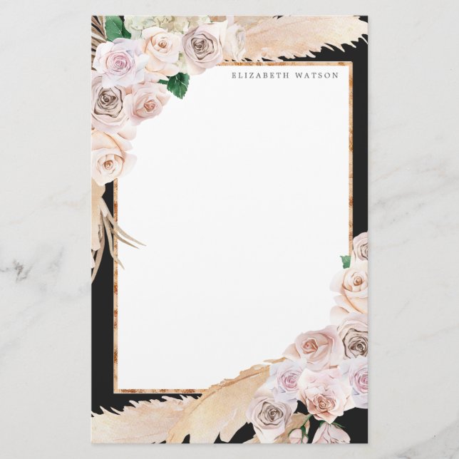 blommigt av tropisk elegant, Monogram Stationery Brevpapper (Framsida)