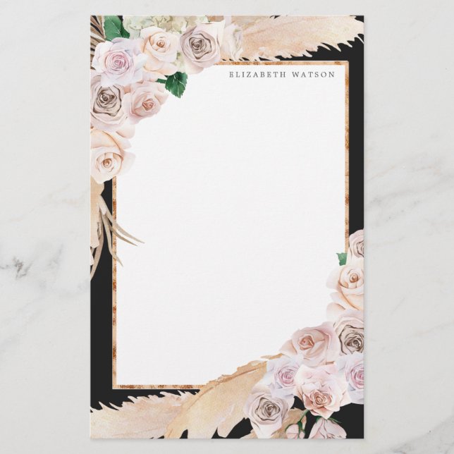 blommigt av tropisk elegant, Monogram Stationery Brevpapper (Framsida)
