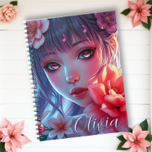 Blommigt av vacker Anime Girl Glitchcore
