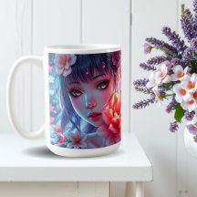 Blommigt av vacker Anime Girl Glitchcore