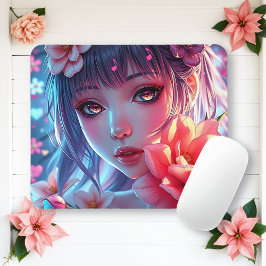 Blommigt av vacker Anime Girl Glitchcore Musmatta