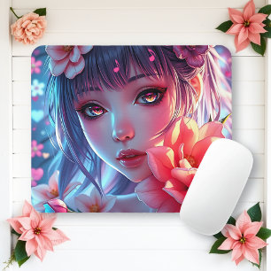 Blommigt av vacker Anime Girl Glitchcore Musmatta