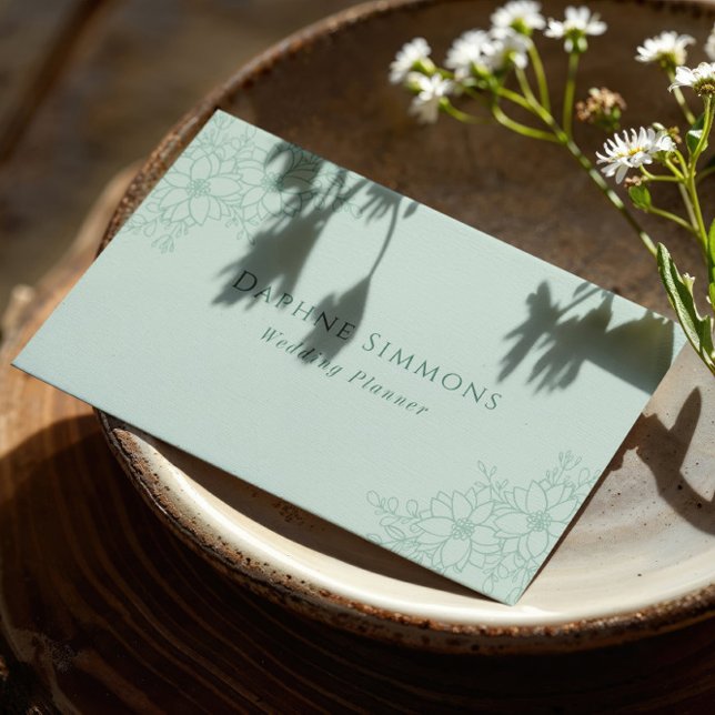 Blommigt  av vacker seafoam-Grönt Visitkort (Skapare uppladdad)