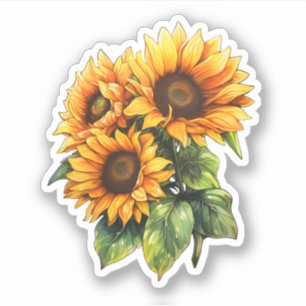 Blommigt av vacker vattenfärg Solros Bouquet Klistermärken
