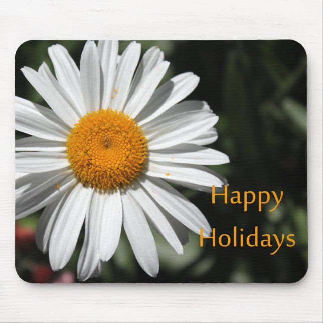 Blommigt av vacker vit daisy blomma i glad helg musmatta (Framsidan)