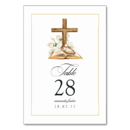 Blommigt av vattenfärg Baptism/ Christening/ Dedic Bordsnummer