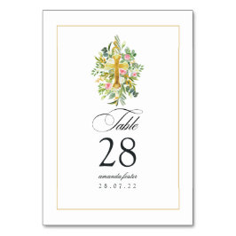 Blommigt av vattenfärg Baptism/ Christening/ Dedic Bordsnummer