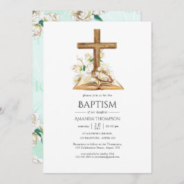 Blommigt av vattenfärg Baptism/ Christening/ Dedic Inbjudningar