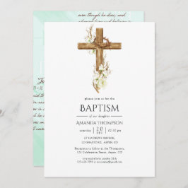 Blommigt av vattenfärg Baptism/ Christening/ Dedic Inbjudningar