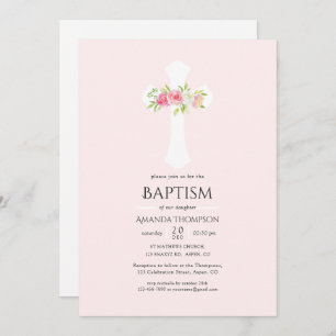 Blommigt av vattenfärg, baptism eller fräckhet inbjudningar