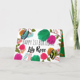 Blommigt av vattenfärg Butterfly Birthday Inbjudan