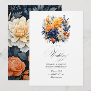 Blommigt av vattenfärg för elegant och Orange Inbjudningar