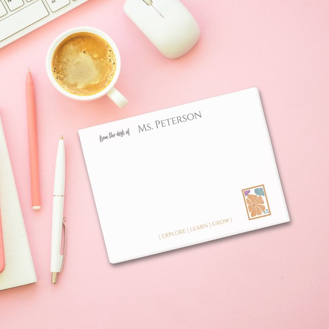 Blommigt av vattenfärg från lärarskrivbordet post-it block (Skapare uppladdad)