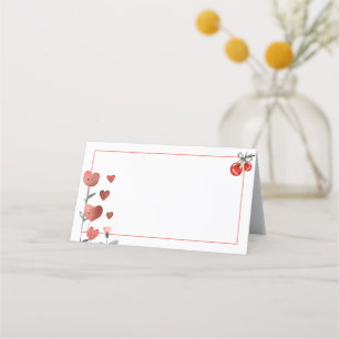 Blommigt av vattenfärg Heart - Cherry Blank Food L Placeringskort