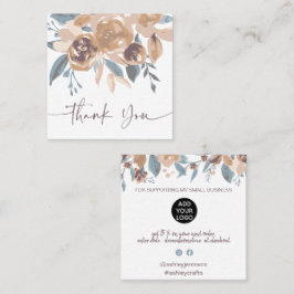 Blommigt av vattenfärg i Boho earthy chic tack Fyrkantigt Visitkort