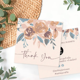 Blommigt av vattenfärg i Boho earthy chic tack Fyrkantigt Visitkort