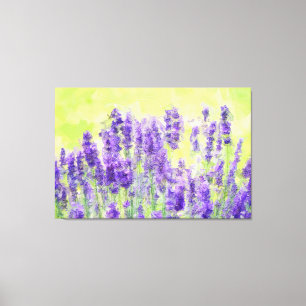 Blommigt av vattenfärg i lavender Gult Canvastryck