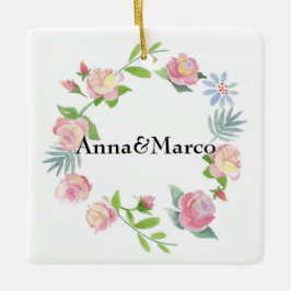 blommigt av vattenfärg julgransprydnad keramik