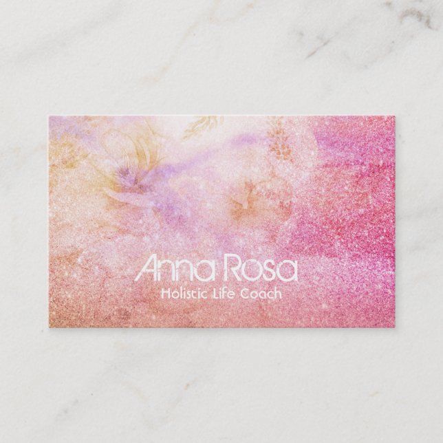 *~* Blommigt av vattenfärg Lavender Peach Dusty Ro Visitkort (Framsida)