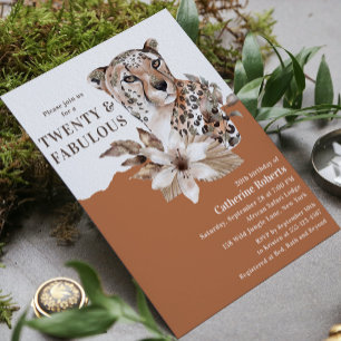 Blommigt av vattenfärg Leopard 220:e födelsedagen Inbjudningar