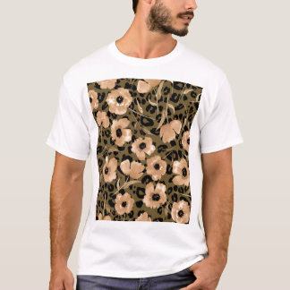 Blommigt av vattenfärg Leopard: ändlös Mönster T Shirt