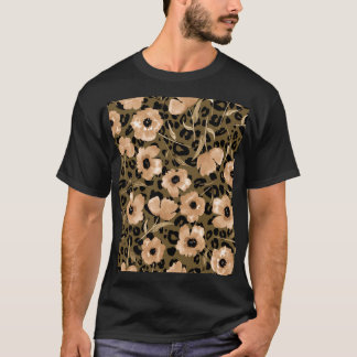 Blommigt av vattenfärg Leopard: ändlös Mönster T Shirt