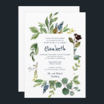Blommigt av vattenfärg och Bat mitzvah flytande Inbjudningar<br><div class="desc">Består av lekfullt skript och serif-typografi. Allt mot en bakgrund av vit bakgrund och vattenfärgsblad ram.

Detta är designad av Select Party Supplies,  exklusiv för Zazzle.

Finns här:http://www.zazzle.com/selectpartysupplies</div>
