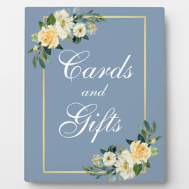 Blommigt av vattenfärgad Gult Dusty Blue Cards-gåv