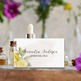 Blommigt av vattenfärgad Gult Lemon Essential Oils Visitkort