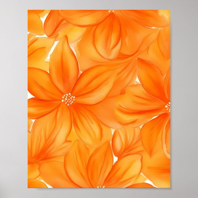 Blommigt av vattenfärgad orange vibrant botaniskt poster (Framsidan)