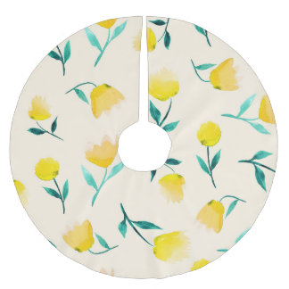 Blommigt av vattenfärgen Abstrakt Peony Mönster Julgransmatta Borstad Polyester