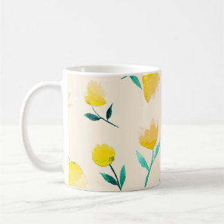 Blommigt av vattenfärgen Abstrakt Peony Mönster Kaffemugg