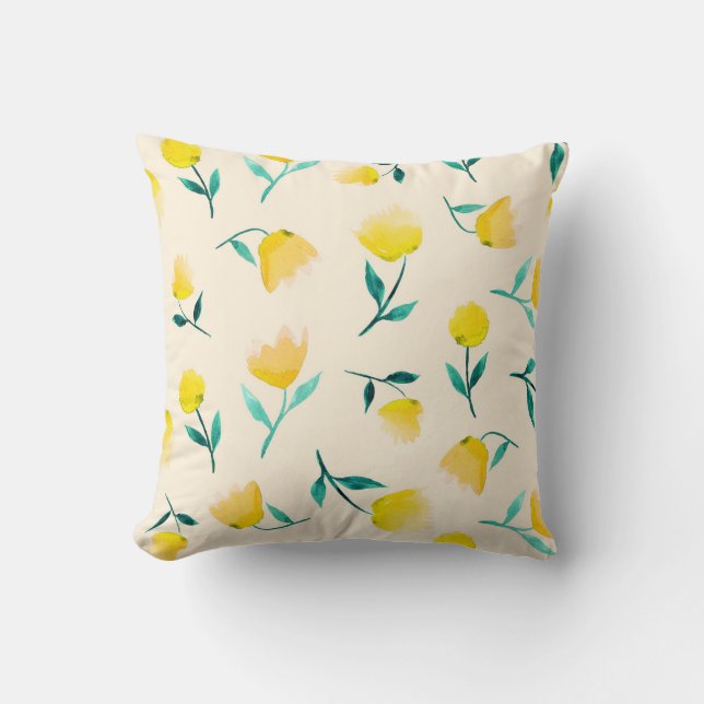 Blommigt av vattenfärgen Abstrakt Peony Mönster Kudde (Framsida)