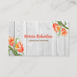 Blommigt av vattenfärgen Gult Parrot Tulips Art Visitkort