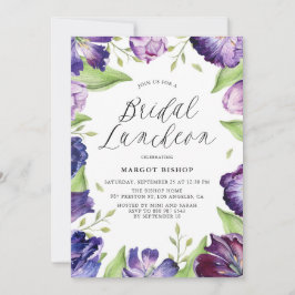 Blommigt av vattenfärgen Lila Tulips  Möhippa Lunc Inbjudningar