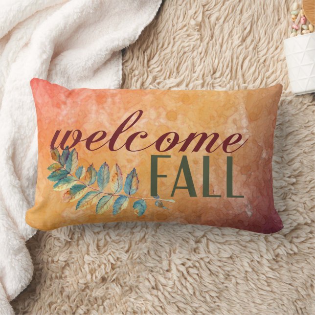 Blommigt av vattenfärgen Orange Söt Family Namn Fa Lumbarkudde (Filt)