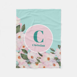 Blommigt av vattenfärgen Ro Ballerina Monogram Ci Fleecefilt