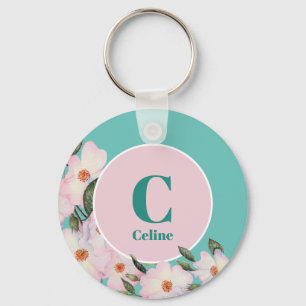Blommigt av vattenfärgen Ro Ballerina Monogram Ci Nyckelring