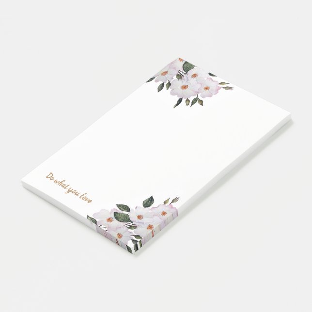 Blommigt  av vattenfärgen Rosa ros "Ballerina" Post-it Block (Vinklad)