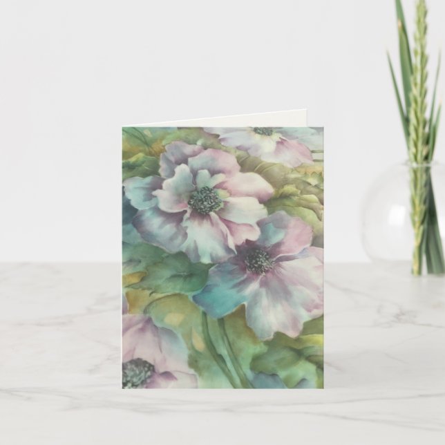 Blommigt av vattenfärgsanemoner tack kort (Framsida)
