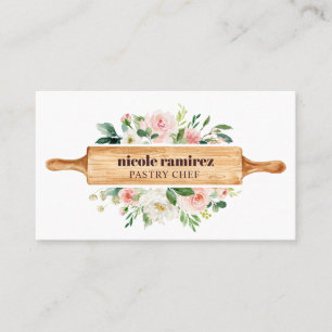 Blommigt av vattenfärgsbakverk Rullande stift Pin Visitkort