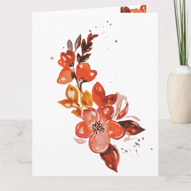 Blommigt av vattenfärgsbild för Orange Kort (Framsida)