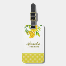 Blommigt av vattenfärgsdag Gult Lilies Art Bagagebricka